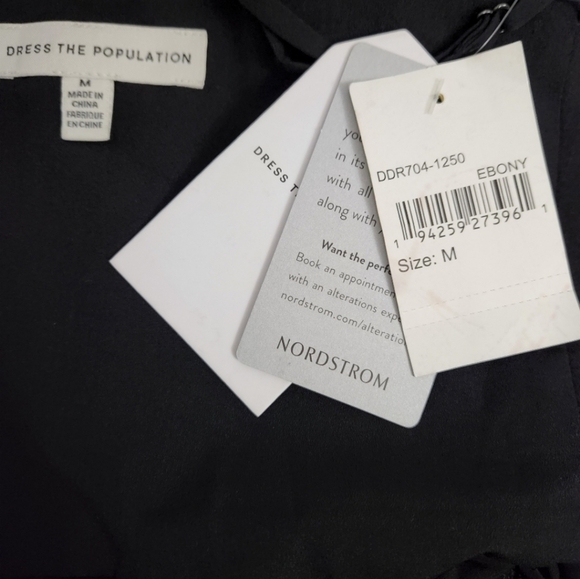 NWT Dress the Population Alida Draped Fringe Side Mini Dress Sz S, M - Picture 8 of 8